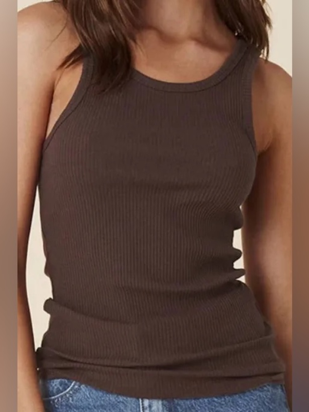 Spell • NWT staples Ribbed Tank Top in Chocolate Brown - Medium